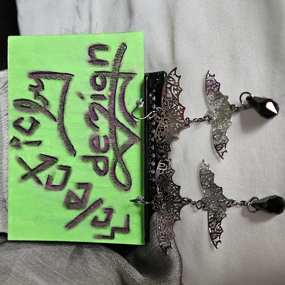 Halloween 365 Gothic Bat Dangle Earrings